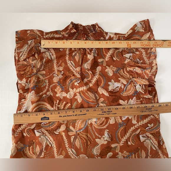 Joie Ruffle sleeves Fall Floral Print Blouse Smocked Neck  women’s size M - Picture 11 of 16